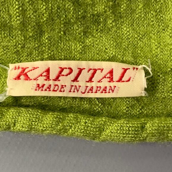 KAPITAL Green White Butterfly Oversized Wool Scarf - Picture 5 of 5